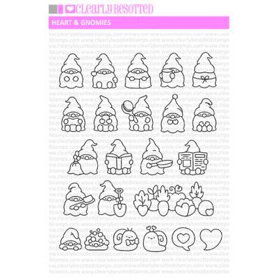 Clearly Besotted Clear Stamps - Heart & Gnomies